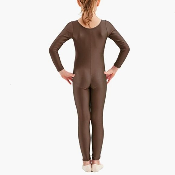 Girls Kids Long Sleeve Spandex One Piece Dance Unitard, Small - Picture 3 of 7